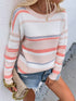 'Eulalie' Striped Pullover Knit Sweater - Celes Fashion